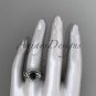 14kt white gold diamond engagement ring with a Black Diamond center stone ADLR244