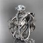 Unique 14kt white gold floral diamond wedding ring, engagement set ADLR270S