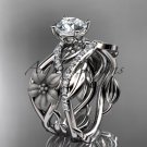 Platinum gold floral engagement set with a "Forever One" Moissanite center stone ADLR270S