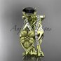 14kt yellow gold floral diamond engagement set with a Black Diamond center stone ADLR270S