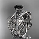 Platinum  floral diamond engagement set with a Black Diamond center stone ADLR270S