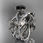 Platinum floral diamond engagement set with a Black Diamond center stone ADLR270S