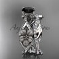 Platinum floral diamond engagement set with a Black Diamond center stone ADLR270S