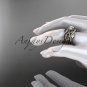 14kt rose gold floral diamond engagement ring and double matching band ADLR270S