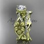 14kt  yellow gold floral diamond engagement ring and double matching band ADLR270S