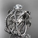 14kt white gold diamond engagement ring with a Moissanite center stone,double matching band ADLR270S