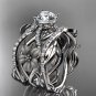 14kt white gold diamond engagement ring with a Moissanite center stone,double matching band ADLR270S