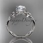 14kt white gold diamond engagement ring with a "Forever One" Moissanite center stone ADLR388