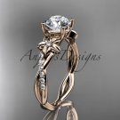 14kt rose gold diamond engagement ring with a "Forever One" Moissanite center stone ADLR388