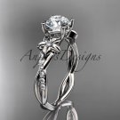 Platinum  diamond engagement ring with a "Forever One" Moissanite center stone ADLR388