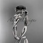 14kt white gold diamond wedding ring, engagement ring with a Black Diamond center stone ADLR388