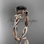 14kt rose gold diamond wedding ring, engagement ring with a Black Diamond center stone ADLR388