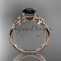 14kt rose gold diamond wedding ring, engagement ring with a Black Diamond center stone ADLR388