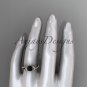 14kt rose gold diamond wedding ring, engagement ring with a Black Diamond center stone ADLR388
