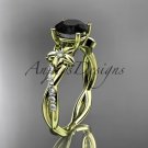 14kt yellow gold diamond wedding ring, engagement ring with a Black Diamond center stone ADLR388