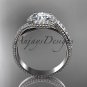 14kt white gold halo diamond engagement ring with a "Forever One" Moissanite center stone ADLR379
