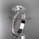 Platinum  halo diamond engagement ring with a "Forever One" Moissanite center stone ADLR379