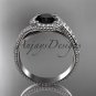 Platinum halo diamond engagement set with a Black Diamond center stone ADLR379S