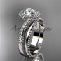 14kt white gold halo diamond engagement set with a "Forever One" Moissanite center stone ADLR379S