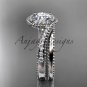 14kt white gold halo diamond engagement set with a "Forever One" Moissanite center stone ADLR379S