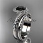 Platinum halo diamond engagement set with a Black Diamond center stone ADLR379S