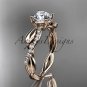 14kt rose gold leaf diamond wedding ring, engagement ring ADLR385