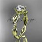 14kt yelow gold leaf diamond engagement ring with a "Forever One" Moissanite center stone ADLR385