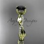 14kt yellow gold leaf diamond  engagement ring with a Black Diamond center stone ADLR385