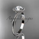 14kt white gold wedding ring, engagement ring with a "Forever One" Moissanite center stone ADLR389