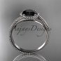 14kt white gold wedding ring, engagement ring with a Black Diamond center stone ADLR389