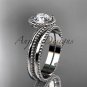 14kt white gold wedding ring, engagement set with a "Forever One" Moissanite center stone ADLR389S