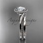 Platinum wedding ring, engagement set with a "Forever One" Moissanite center stone ADLR389S