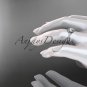 14kt white gold wedding ring, engagement ring with a "Forever One" Moissanite center stone ADER393