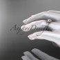 14kt rose gold wedding ring, engagement ring with a "Forever One" Moissanite center stone ADER393