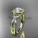 14kt yellow gold wedding ring, engagement ring with a "Forever One" Moissanite center stone ADER393