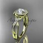 14kt yellow gold wedding ring, engagement ring with a "Forever One" Moissanite center stone ADER393