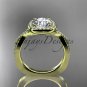 14kt yellow gold wedding ring, engagement ring with a "Forever One" Moissanite center stone ADER393