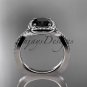 14kt white gold wedding ring, engagement ring with a Black Diamond center stone ADER393