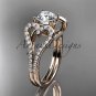 14kt rose gold heart engagement ring with a "Forever One" Moissanite center stone ADER395