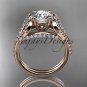 14kt rose gold heart engagement ring with a "Forever One" Moissanite center stone ADER395