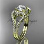 14kt yellow gold heart engagement ring with a "Forever One" Moissanite center stone ADER395