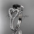 14kt white gold heart engagement ring, wedding ring  with a Black Diamond center stone ADER395