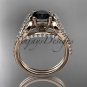 14kt rose gold heart engagement ring, wedding ring  with a Black Diamond center stone ADER395