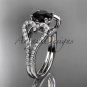 Platinum  heart engagement ring, wedding ring  with a Black Diamond center stone ADER395
