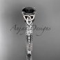 Platinum diamond celtic trinity knot engagement ring with a Black Diamond center stone CT7391