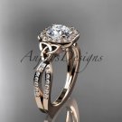 14kt rose gold diamond celtic trinity knot wedding ring, engagement ring CT7393
