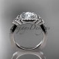 14kt white gold diamond celtic trinity knot engagement ring with a Moissanite center stone CT7393