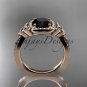 14kt rose gold diamond celtic trinity knot engagement ring with a Black Diamond center stone CT7393