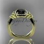 14k yellow gold diamond celtic trinity knot engagement ring with a Black Diamond center stone CT7393