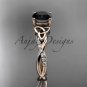 14kt rose gold diamond celtic trinity knot engagement ring with a Black Diamond center stone CT7388